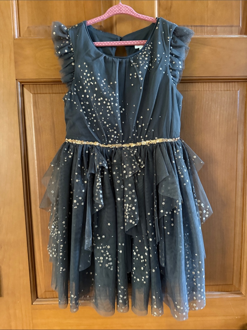 Girls Grey Glitter Tulle Party Dress - Kids Costume